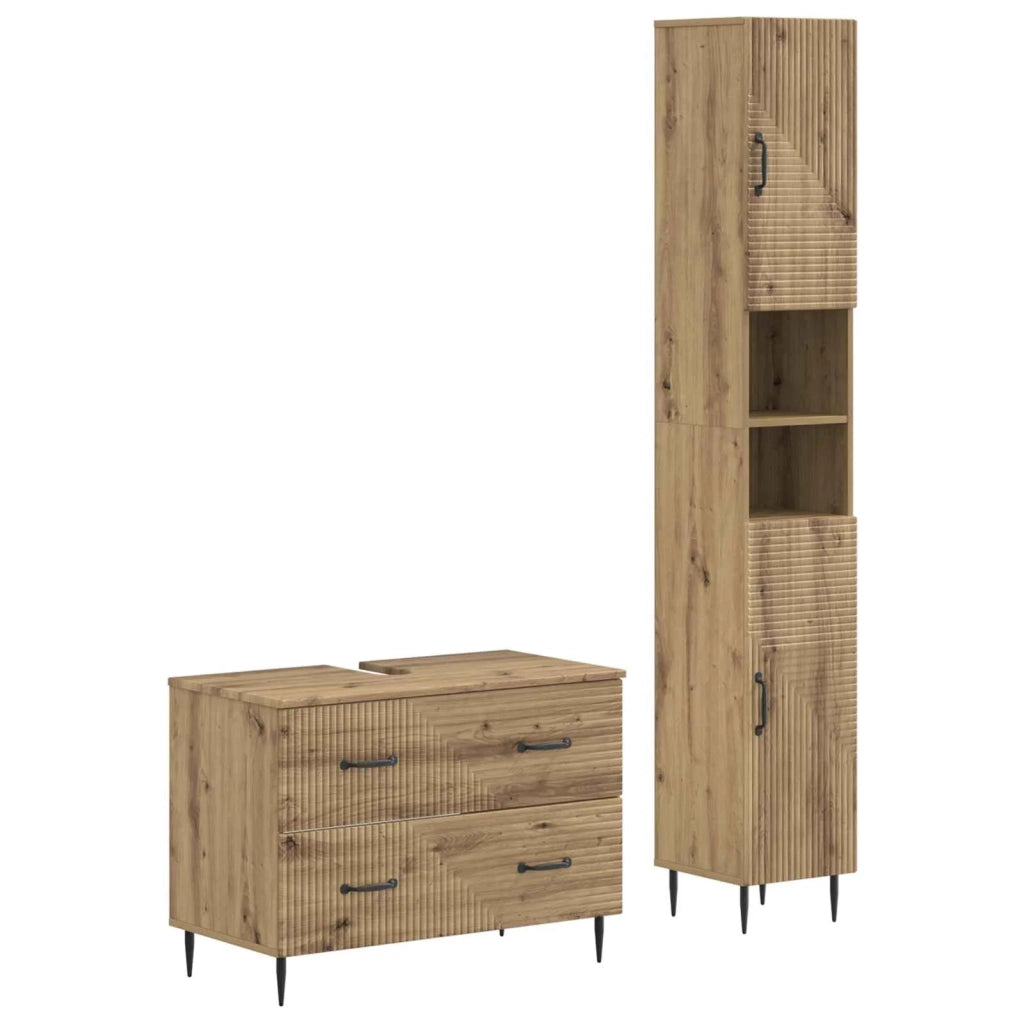 Set di Armadi da Bagno da 2 Pezzi HAARLEM Rovere Artigianale 3417539