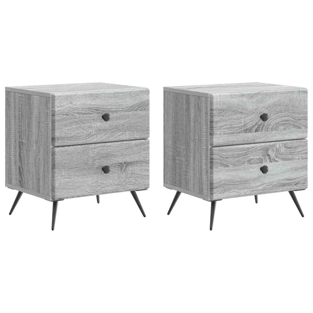 Set di 2 Comodini | Armadio da Notte | Mobiletto da notte Grigio Sonoma 43 x 34,5 x 47,5 cm