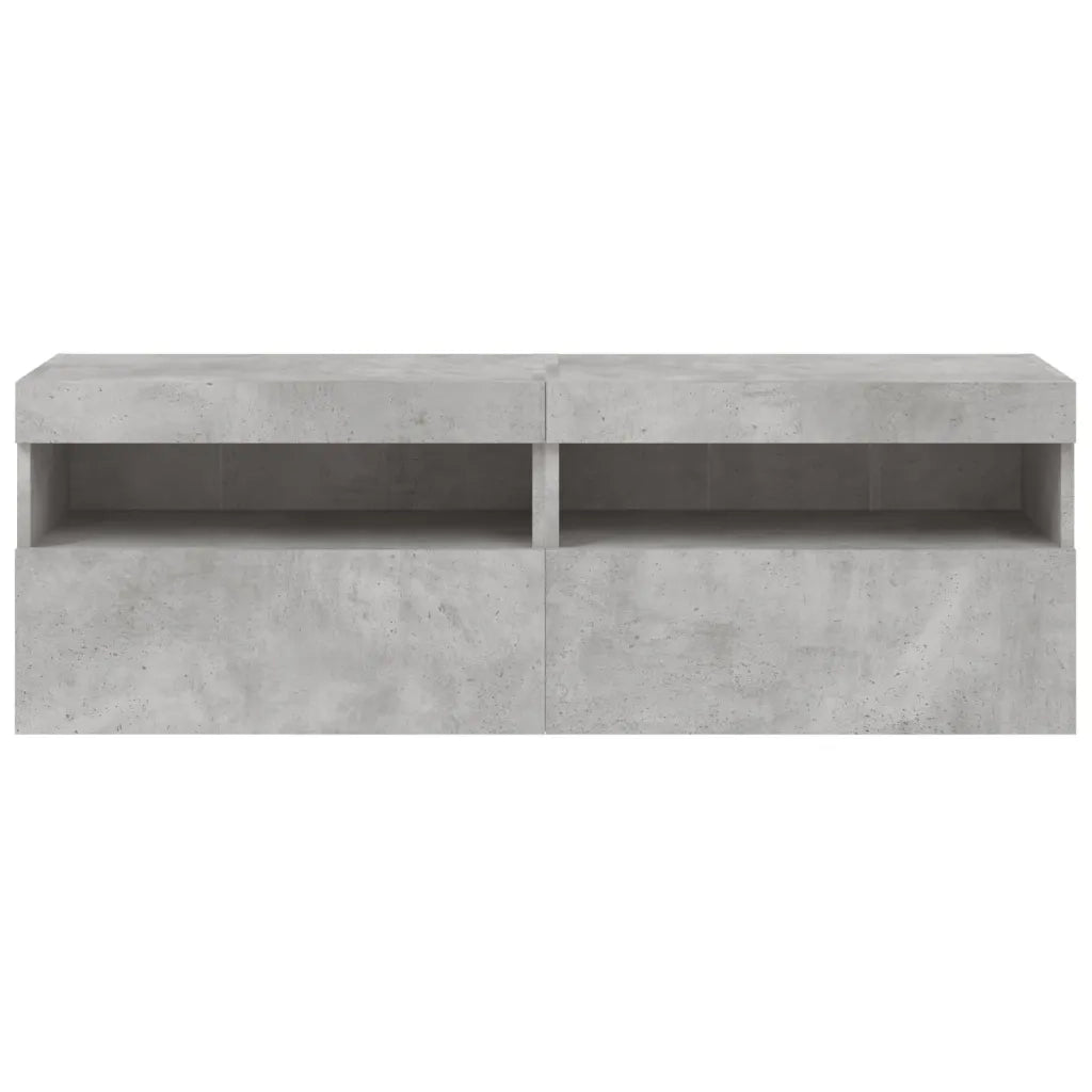 Mobili TV a Parete con Luci LED 2pz Grigio Cemento 60x30x40 cm 837190