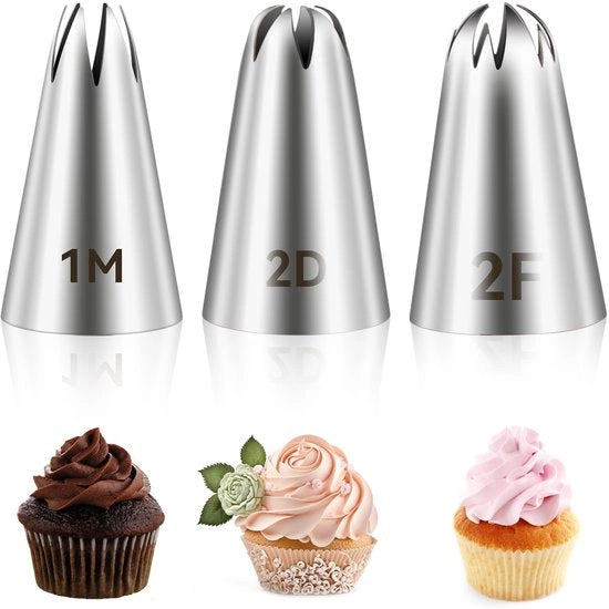 Set di Spennelli per Monde 3 Pezzi - 1M/2D/2F Decorazione per Torta - Strumenti Decorativi in Acciaio Inox - Strumento per Glassa per Cupcake/Cookie - Decorazione Professionale - Decorazione per Torta