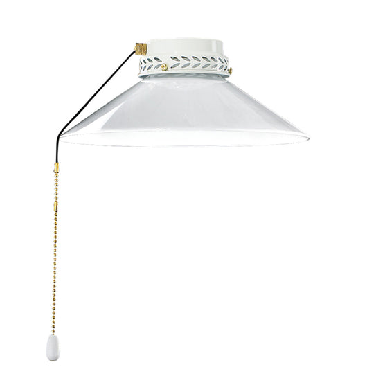 Kit Luce Vetro Bianco Piccolo Con Portalamapada Ottone Lucido