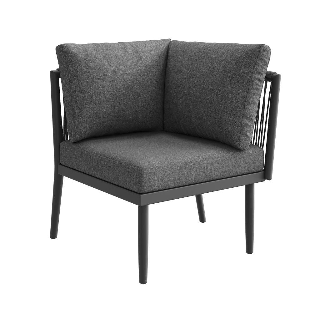 Set salotto da giardino modulare; schienale ergonomico; metallo e olefina grigio