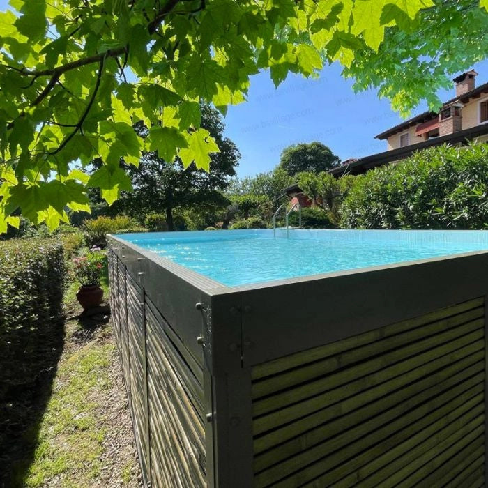 Piscina Laghetto fuori terra rivestita in Bambù ANTEA 6,12 x 3,12 h.1,26 m