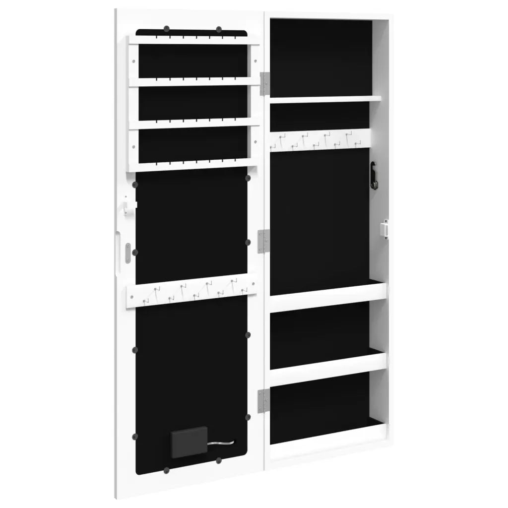 Armadio Portagioie a Specchio con Luci LED a Parete-Specchiera Portagioie con LED Bianco 819036
