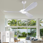 Ventilatore da soffitto 52 pollici con illuminazione e telecomando, 3 pale bianche legno massello, 3CCT dimmerabile, 6 velocit¨¤ silenzioso