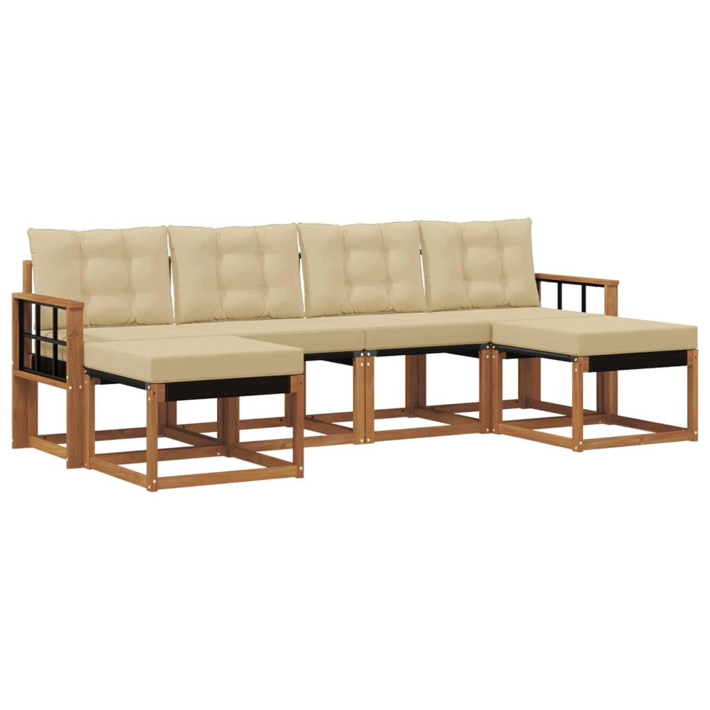 Set di divani da esterno con cuscino 6 pcs Naturale e Beige