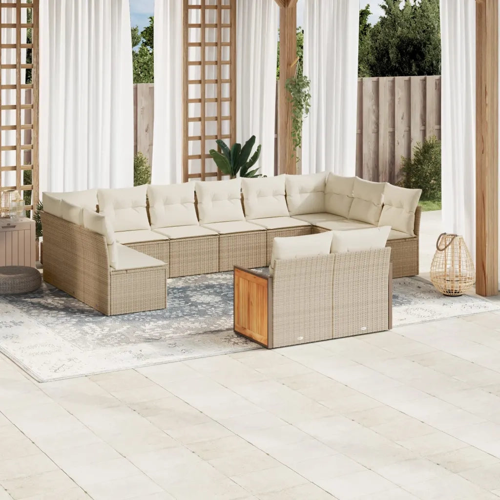 Set Divani da Giardino 12 pz con Cuscini Beige in Polyrattan 3228123