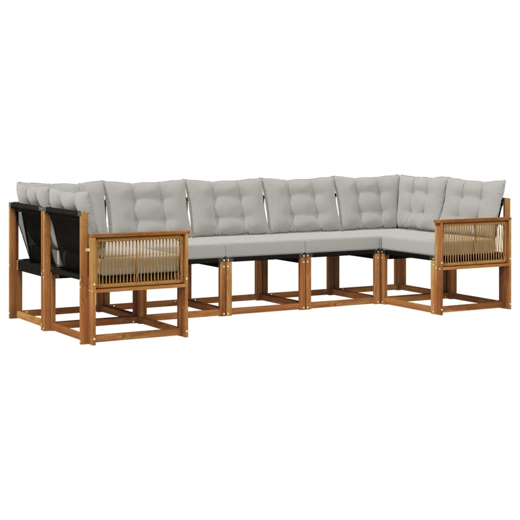 Set di divani da esterno 7 pz Naturale e Grigio Chiaro 3382195