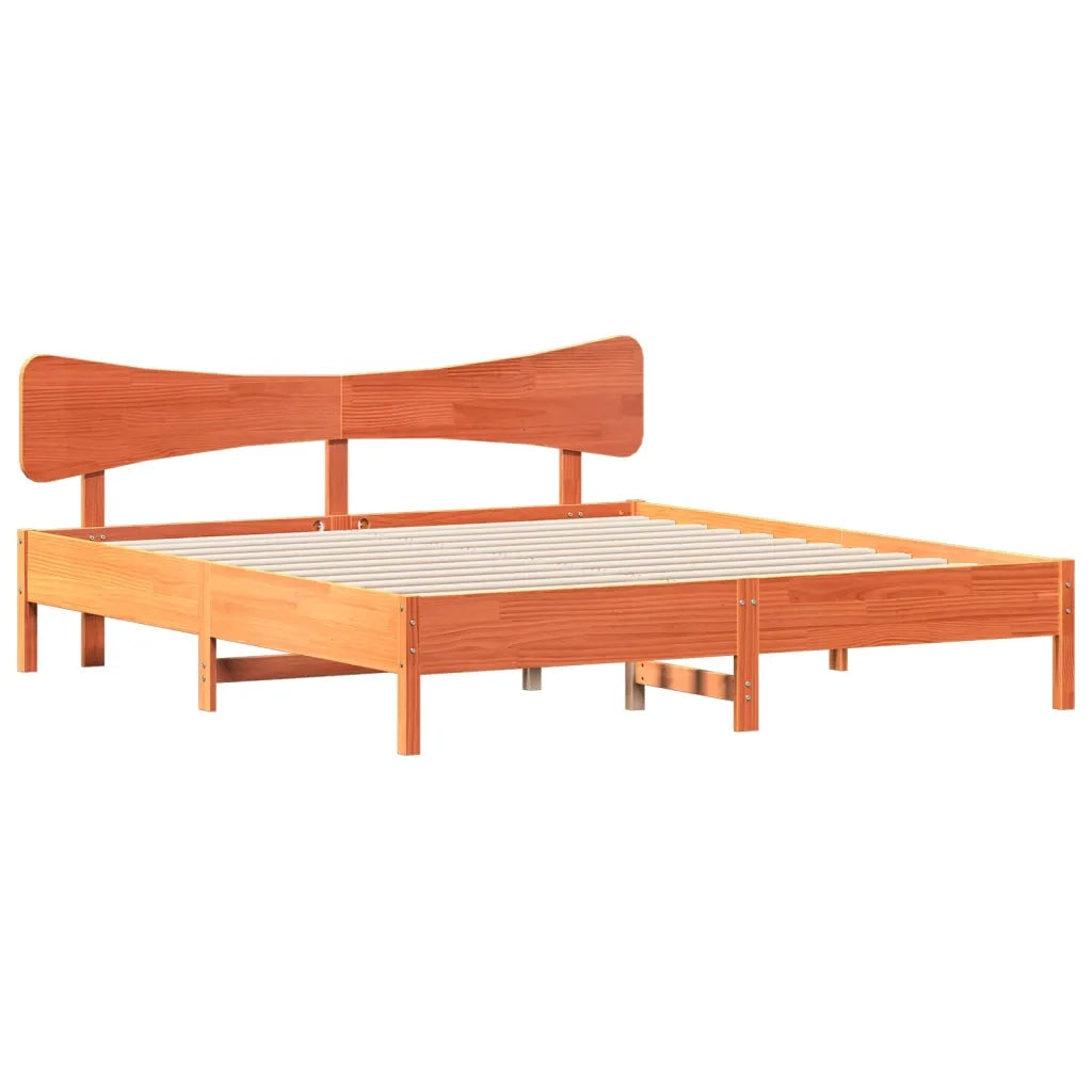 Giroletto senza Materasso Marrone Cera 200x200 cm Legno di Pino 3328222