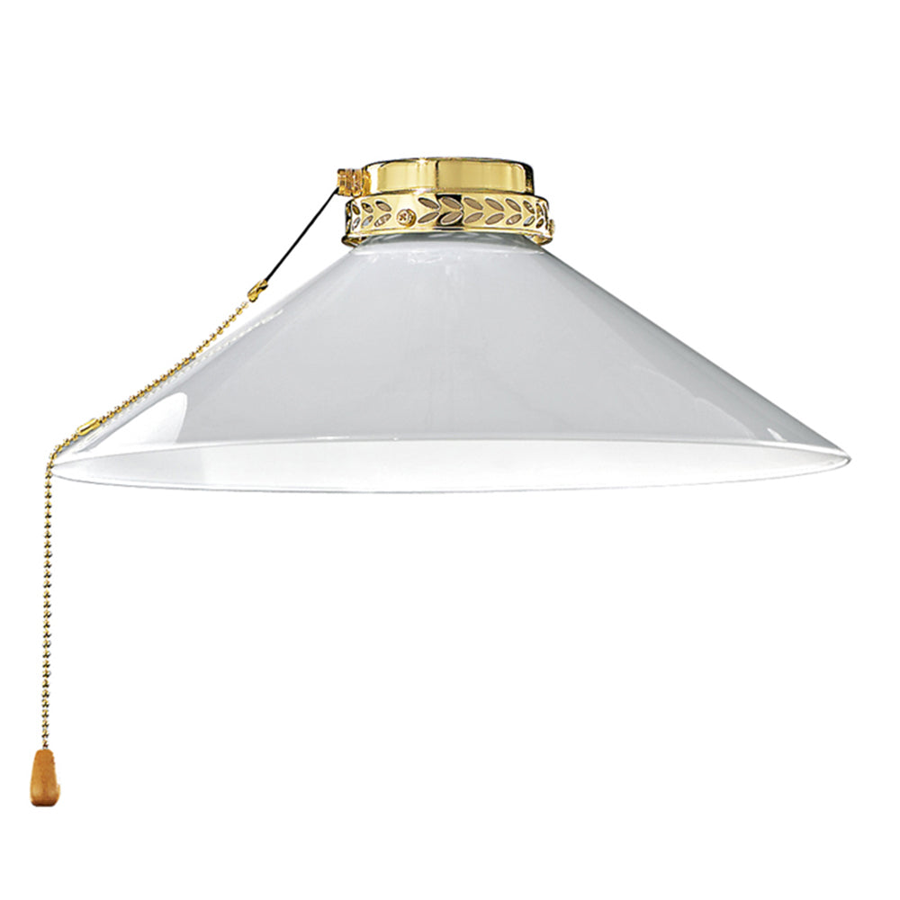 Kit Luce Vetro Bianco Grande Con Portalamapada Ottone Brunito