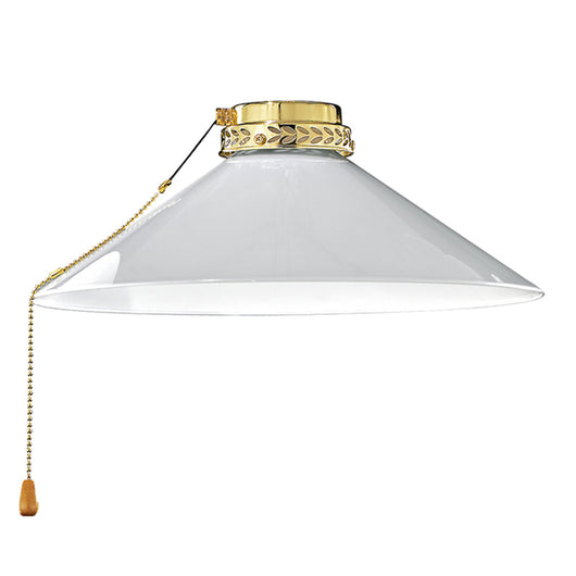 Kit Luce Vetro Bianco Grande Con Portalamapada Ottone Brunito