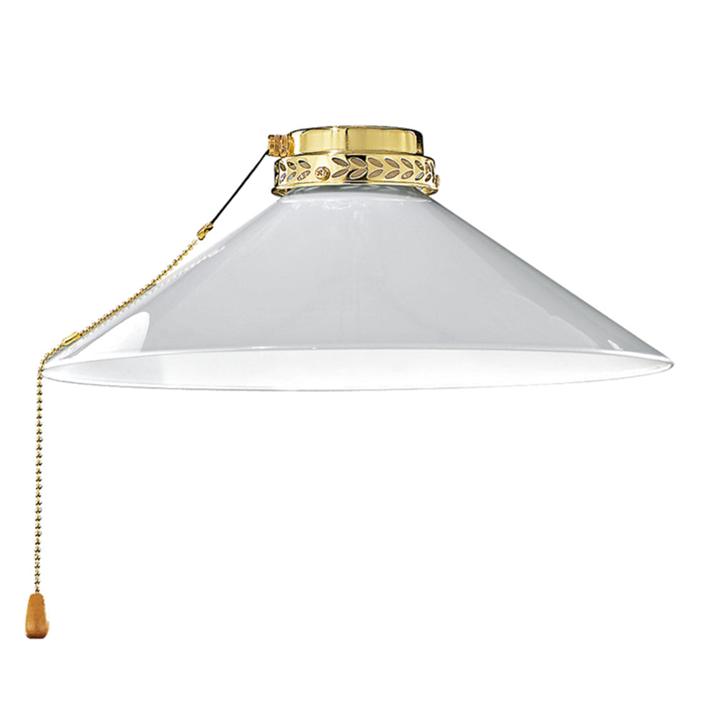 Kit Luce Vetro Bianco Grande Con Portalamapada Ottone Lucido