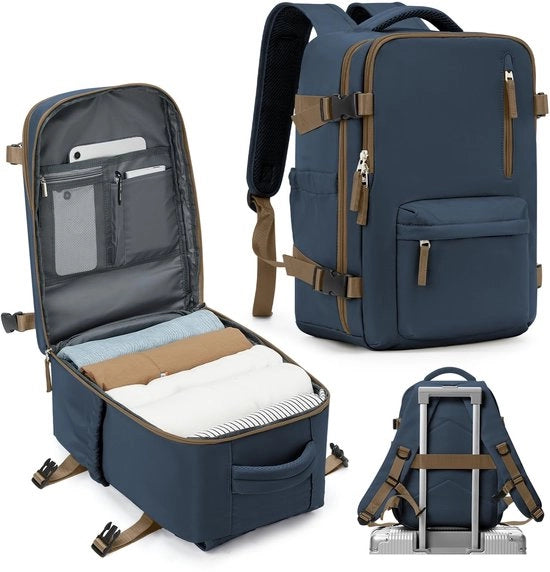 Borsa a mano per viaggiatori con sedile basso per cabina, zaino da viaggio per donna, borsa a mano per viaggio, zaino per viaggio per uomo con tasca per scarpe, compatibile con laptop da 14 pollici, impermeabile