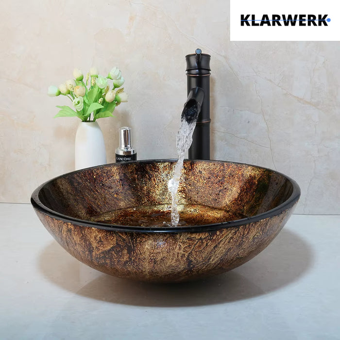 YURI | Rubinetto per bagno a cascata in bambù  alto nero | Raccordo in acciaio inox per lavelli alti | Miscelatore giapponese 2 attacchi