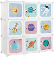 Sistema di archiviazione per bambini - 10 cassetti - Raccogli scarpe - Armadio con porte - Dimensioni 123 x 31 x 123 cm - Bianco