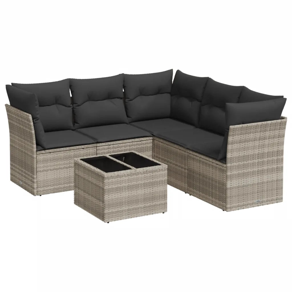 vidaXL Set Divano da Giardino 6pz con Cuscini Grigio Chiaro Polyrattan