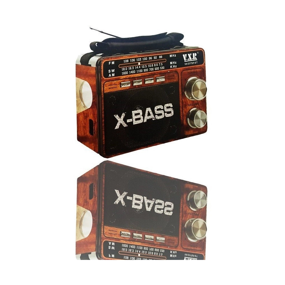 Trade Shop - Cassa Portatile Speaker 031tvf Mp3 Usb Card Sd Radio Am Fm Sv 3 Band Torcia Led -