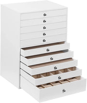 Cassa orologio con contenitore per gioielli 10 livelli con carrello JBC10W