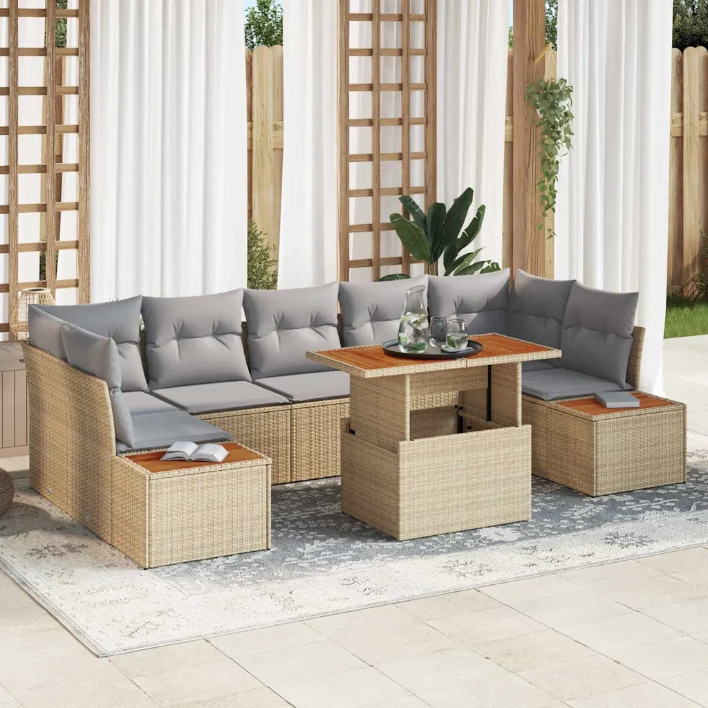 Set Divano da Giardino 8 pcs Beige Poly Rattan 3358784