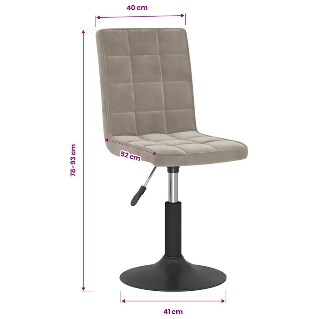 Sedie da Pranzo Girevoli 6 pz Grigio Chiaro in Velluto 3089300