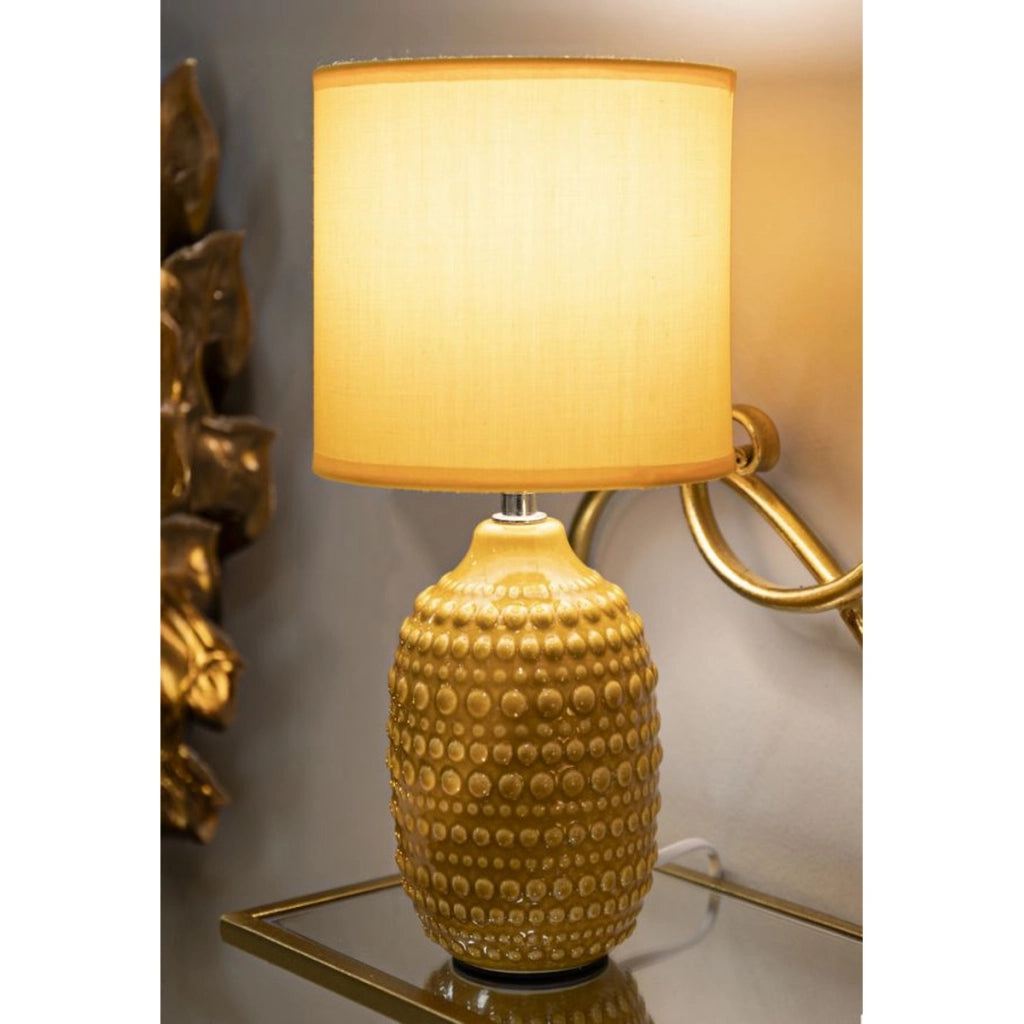 Lampada da Tavolo VKH95, Giallo, Ceramica, 15x15x30,5 cm