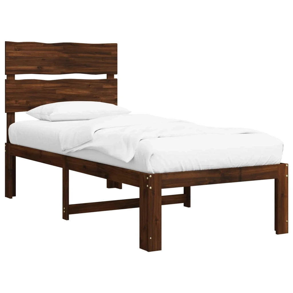 Letto Singolo con Testiera ROSTOCK Marrone Scuro 90 x 200 cm 903497