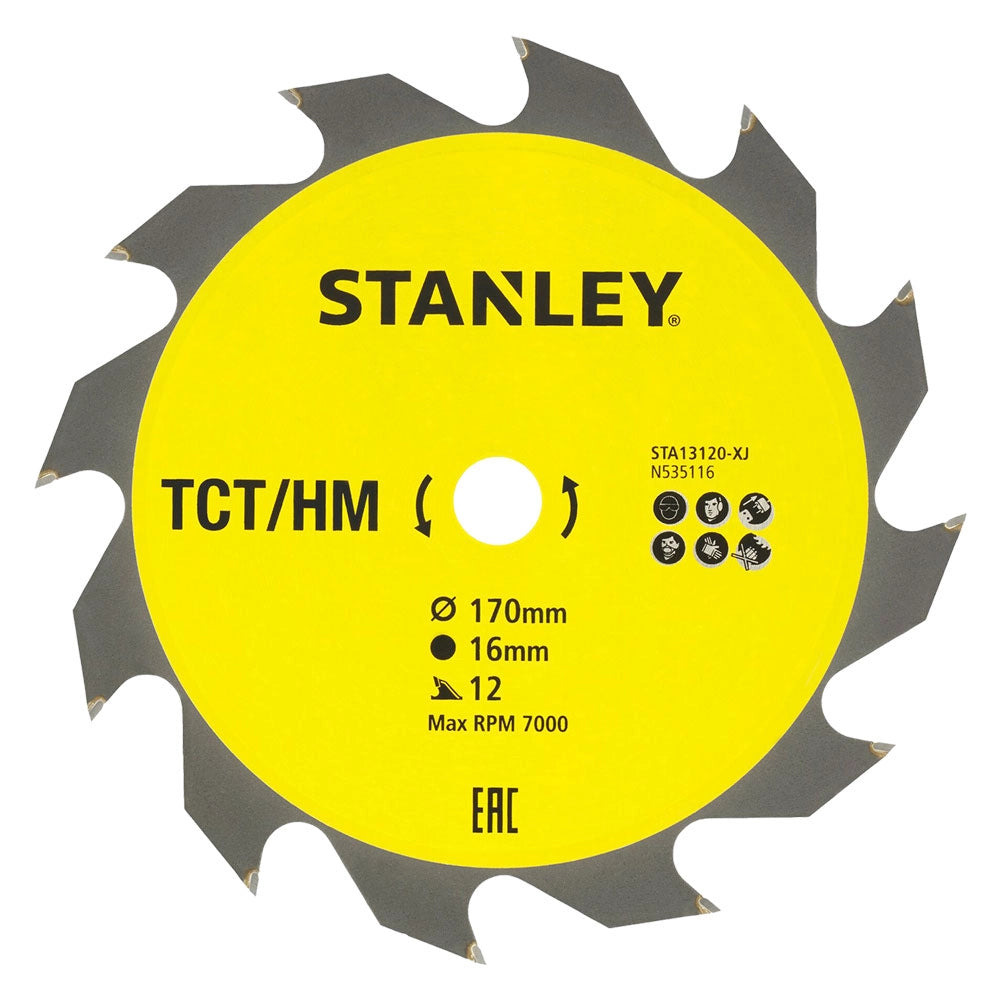 LAMA PER SEGA CIRCOLARE 'DENTI GRANDI' ø 170 mm - foro 16 mm  - STANLEY