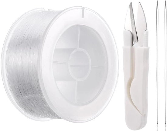 Filamento di nylon trasparente 0,3 mm - 500 m - con ago e forbici - per gioielli e decorazioni