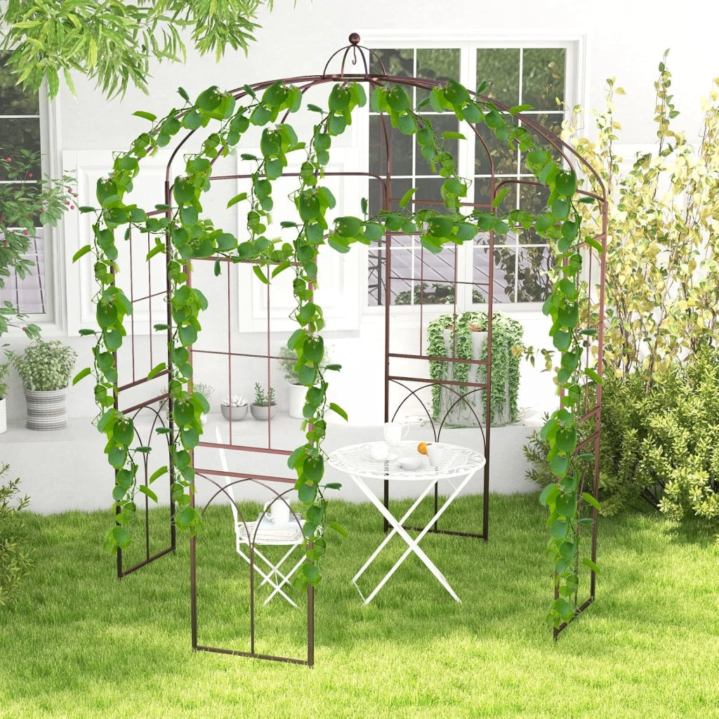 Pergola da Giardino a Forma di Gabbia d’Uccello, Pergole ad Arco in Metallo per Piante Rampicanti, Ideale per Matrimoni, Feste e Cerimonie, 211 x 211 x 256 cm