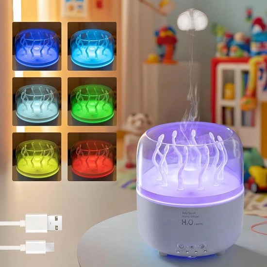 Diffusore aromaterapie 280 ml con 7 colori LED e telecomando - umidificatore per aria per due modalità di nebulizzazione - adatto per il sonno rilassante e l'uso in ufficio.