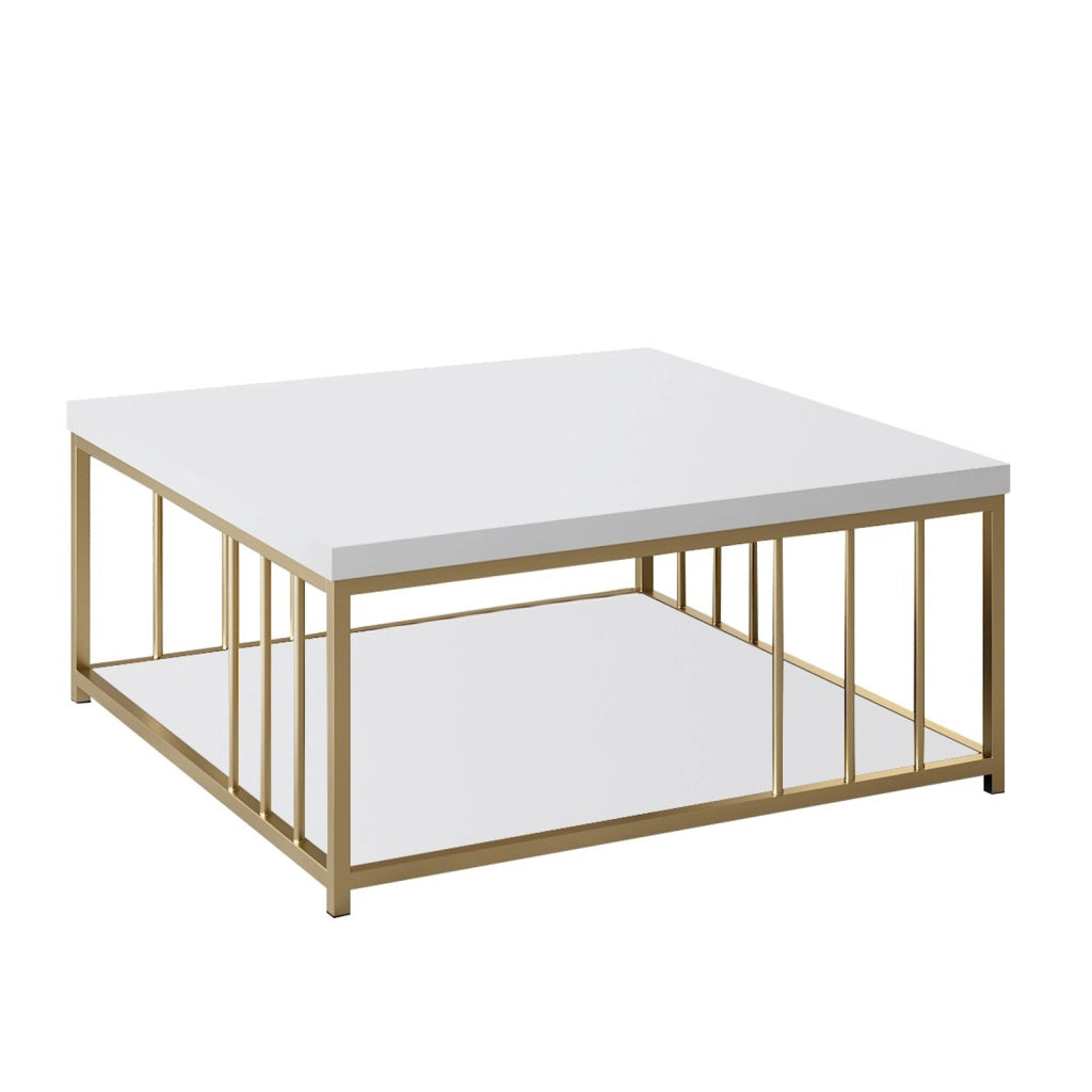 Tavolino in legno "Zenn" - 90 x 39 x 40 cm - Oro bianco