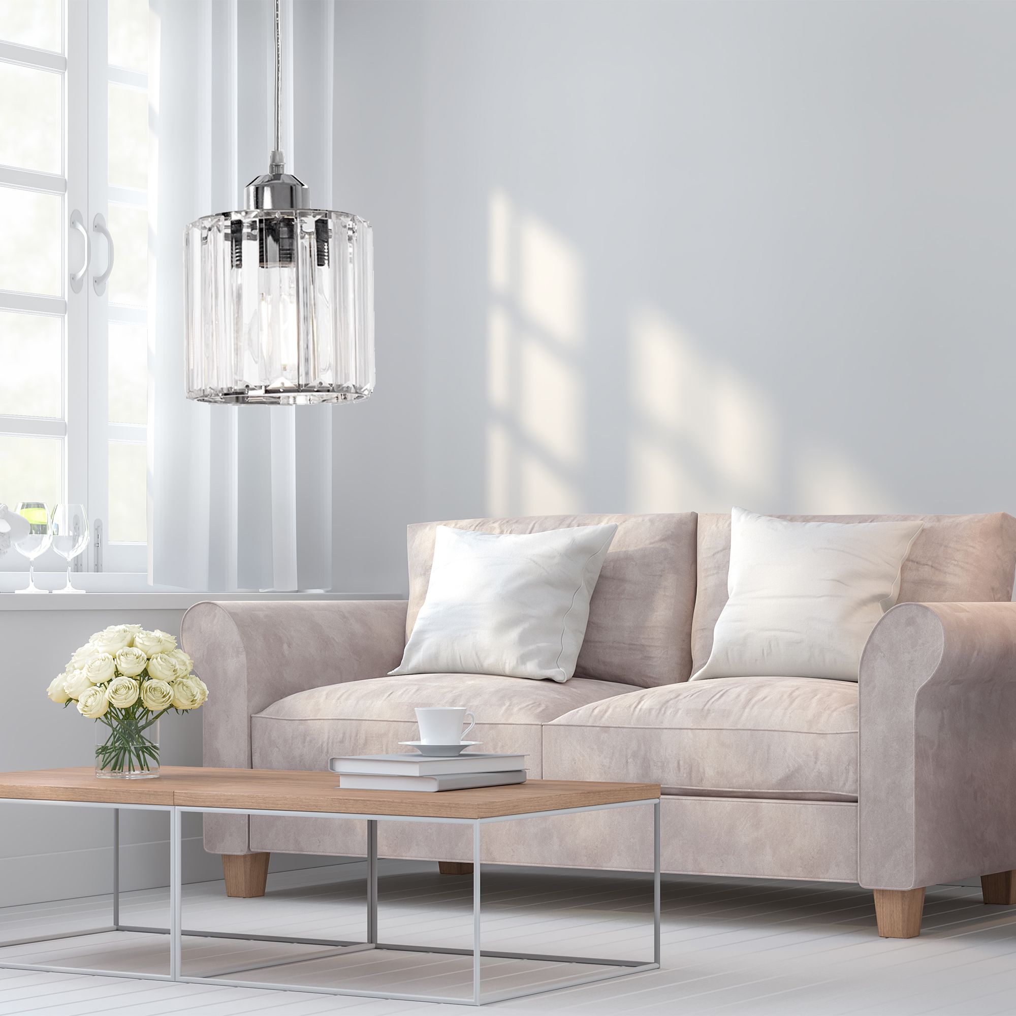 Lampada Da Soffitto Cristallo Argento APP508-1CP