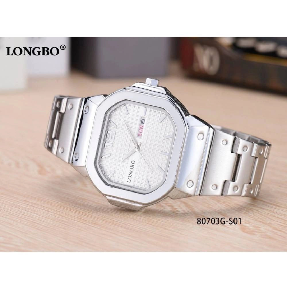Trade Shop - Orologio Polso Longbo 80703g Uomo Quarzo Data Analogico Acciaio Elegante Silver -