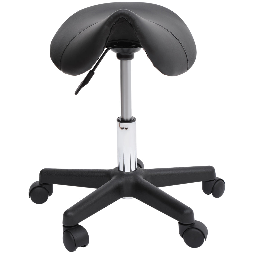 Sgabello con Ruote e Sella Ergonomica ¨C zephmum ¨C Altezza Regolabile 43-55 cm, Nero
