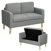 Divano 2 posti con contenitore e gambe in legno ¨C zephmum ¨C 117x63x79 cm grigio chiaro