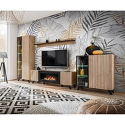 Set di 4 mobili da soggiorno NIELSEN – Camino decorativo in quercia e nero