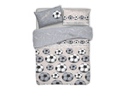 Copripiumino Sacco Piumone Pensieri Delicati Cotone Disegno Calcio - Matrimoniale - Grigio
