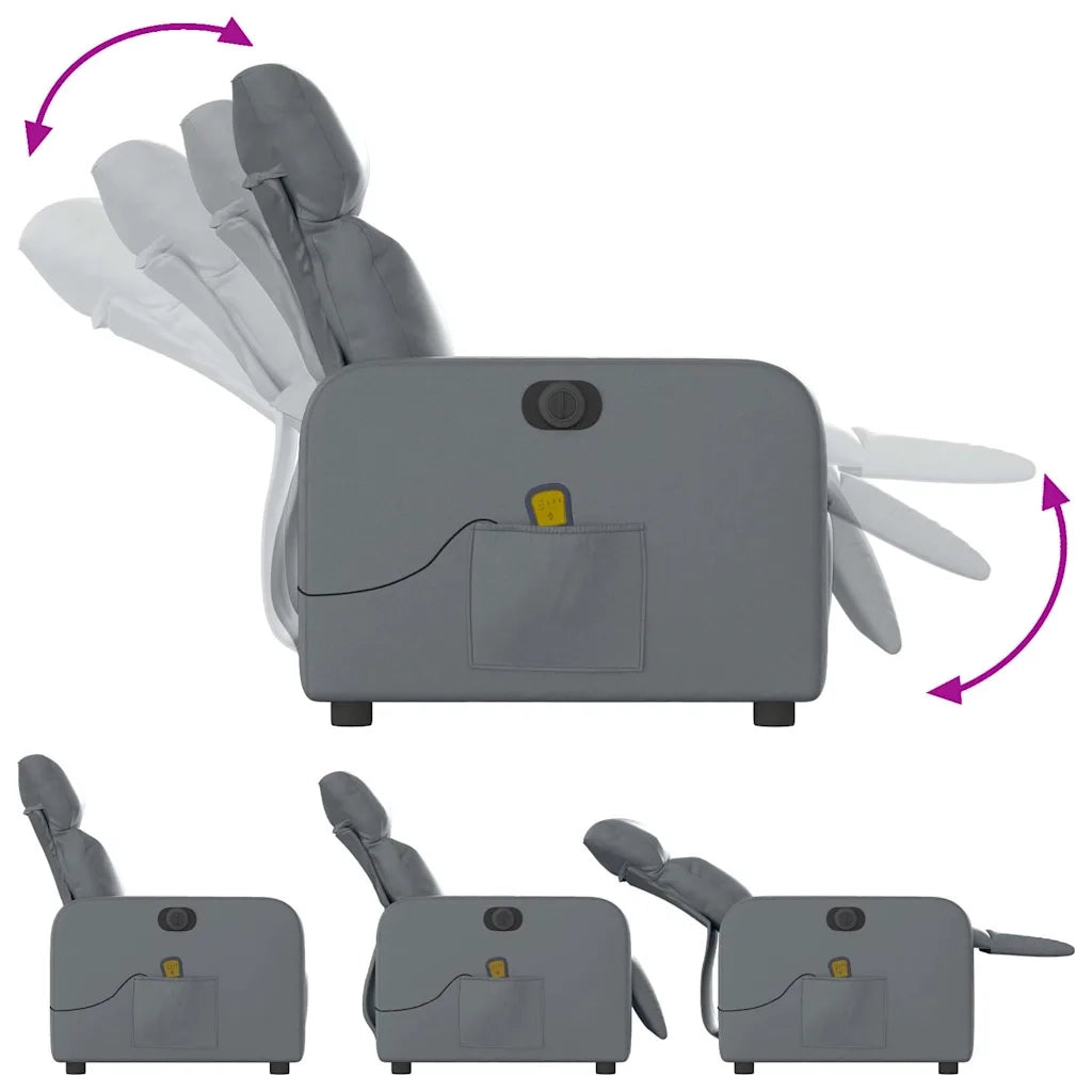 Divano Sedia-Poltrona Massaggiante Elettrica Reclinabile Grigio Similpelle 212240