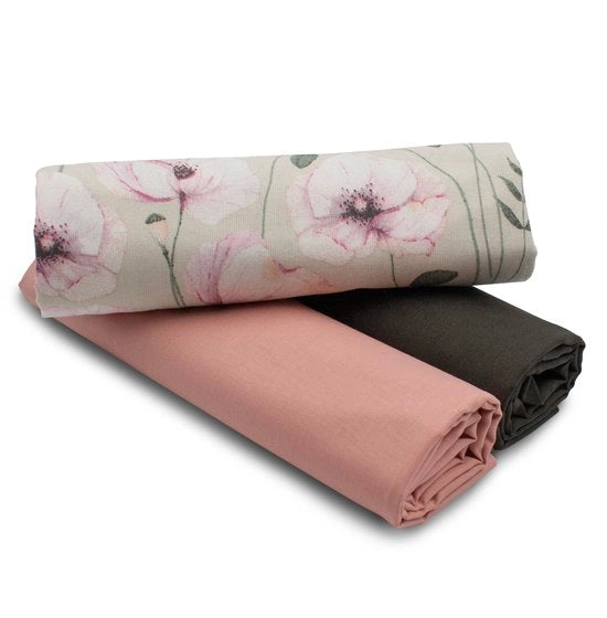 Set di tessuto in cotone 1,5m design + 2x tessuto a colori coordinati 100% cotone (Set71)