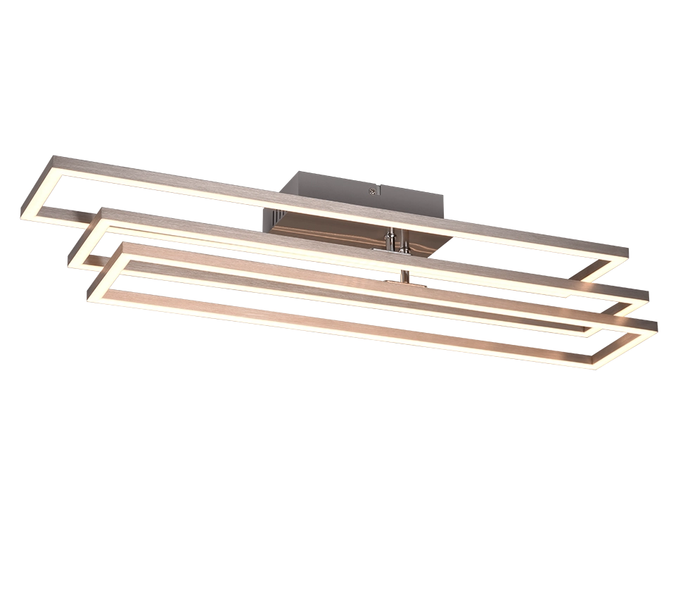 Plafoniera LED, metallo, nichel opaco, 66x10x60 cm, Corso