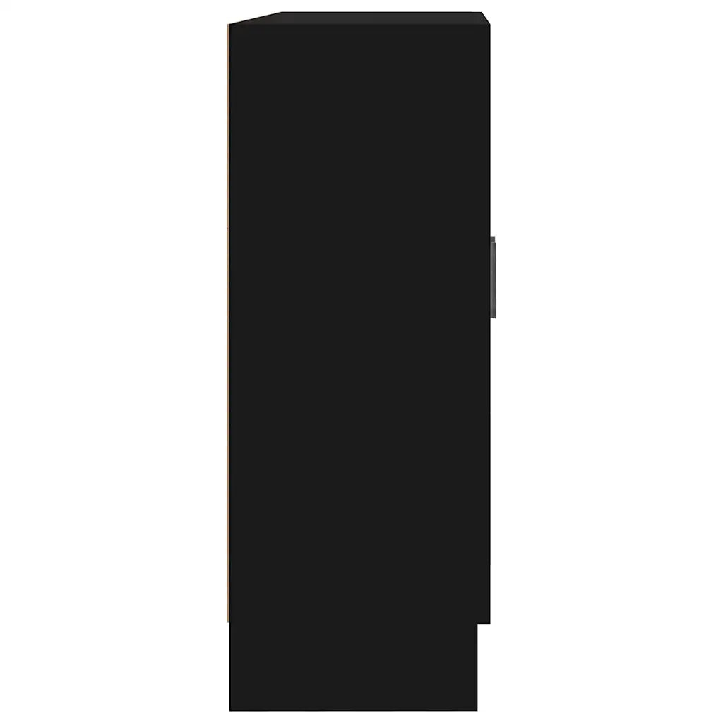 Armadietto con Vetrina Nero 82,5x30,5x80 cm Legno Multistrato 802742