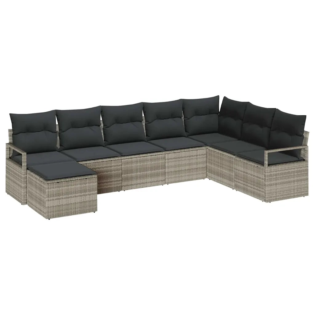 Set di divani con cuscino 8 pcs Grigio chiaro polyrattan 3346502