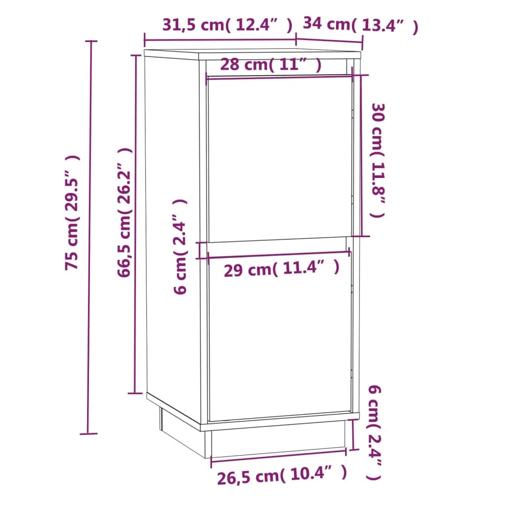 Buffet credenza cassettiera armadio mobile contenitore organizer per cucina soggiorno salotto 31,5 x 34 x 75 cm legno massello di pino bianco 02_0030228