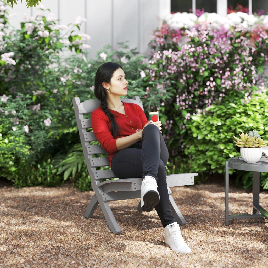 Sedia da Giardino in Legno ¨C zephmum ¨C Grigio 76x48x78 cm
