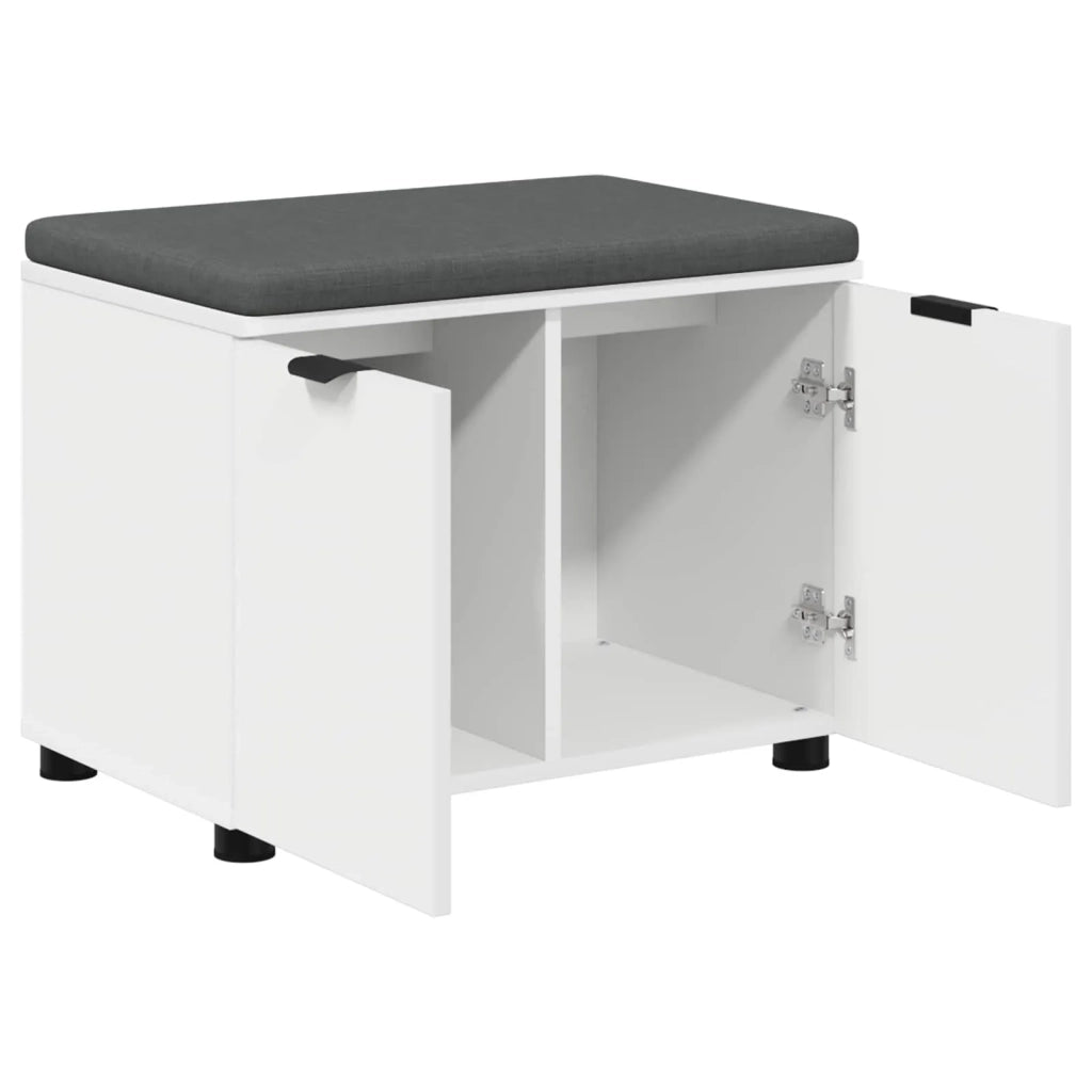 Panca per ingresso con cuscino con porta Bianco 60 x 38 x 46 cm 891472
