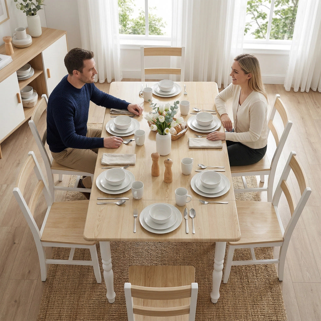 Tavolo Pieghevole da Pranzo Allungabile Legno Naturale ¨C zephmum ¨C 2-6 Persone