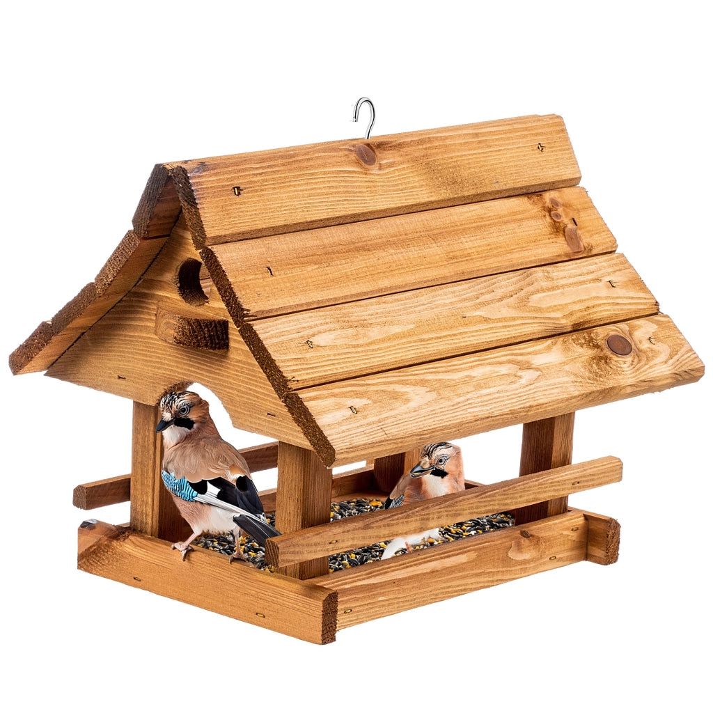 KADAX Grande mangiatoia per uccelli in legno da appendere, decorazione da giardino.