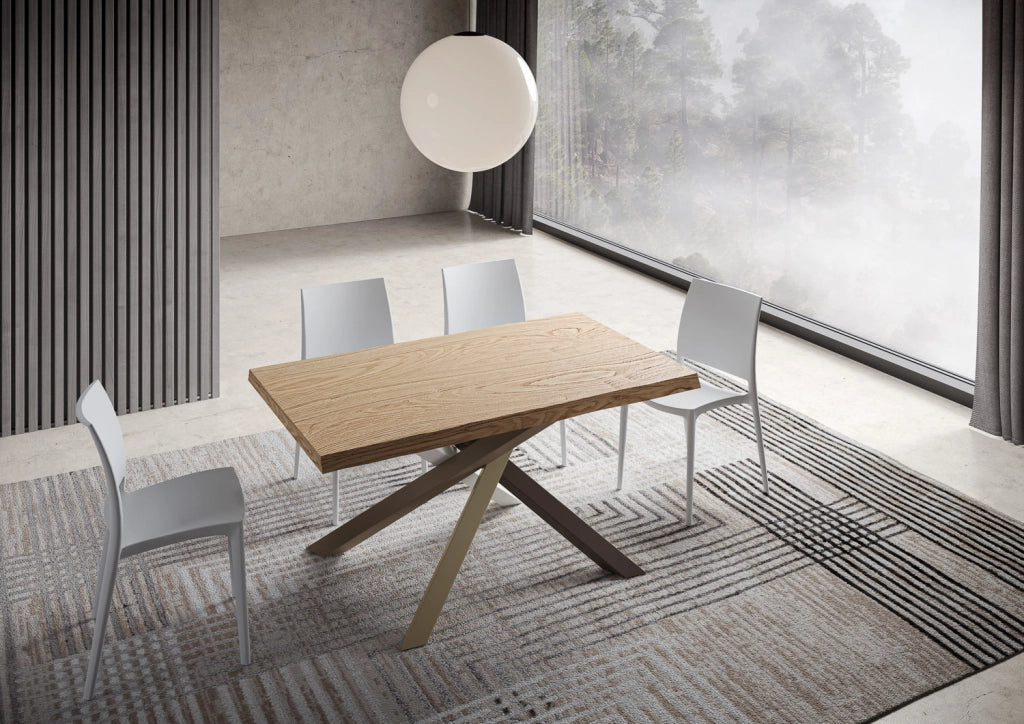 Tavolo Fisso 140x90 cm Versalux Rovere Scortecciato Gambe Multicolore 4/C