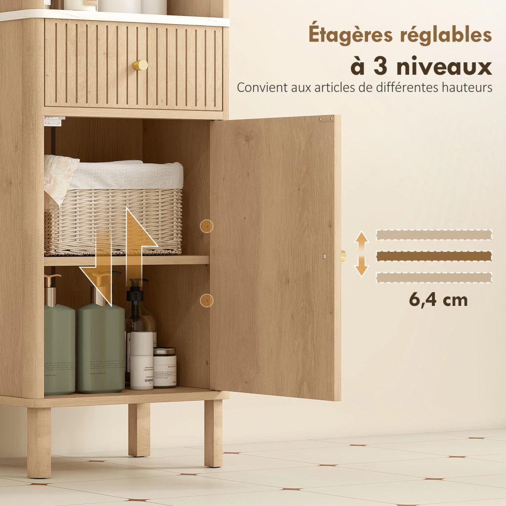 Armadio da bagno colonna con cassetti ¨C Minimal ¨C 41.5x30x168cm rovere