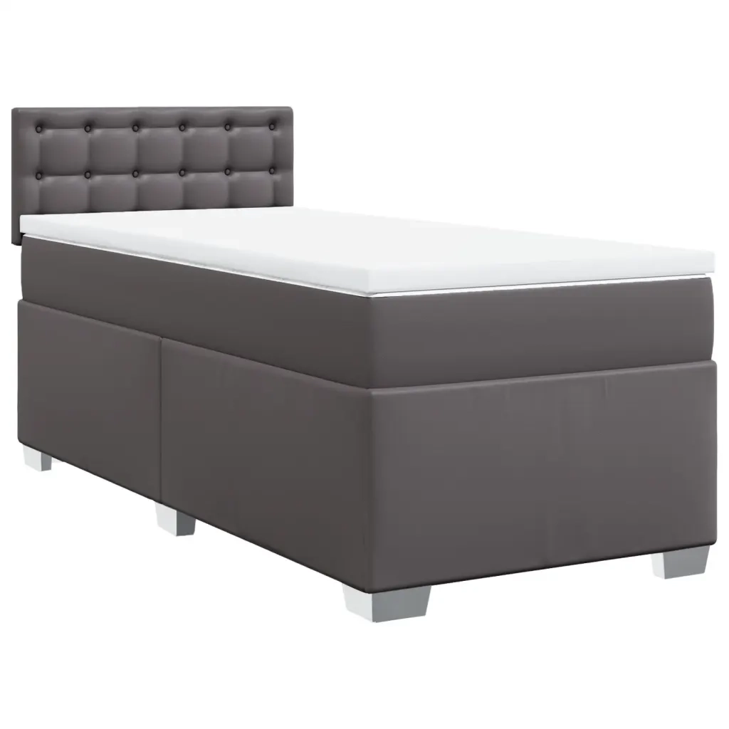 Giroletto a Molle con Materasso Grigio 100x200 cm in Similpelle